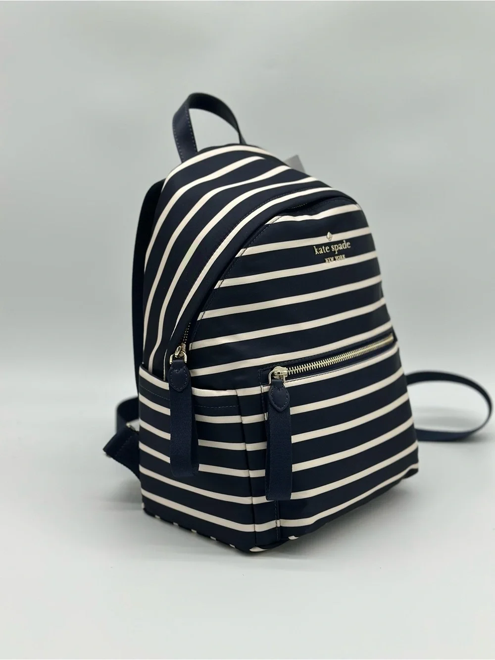 kate spade Navy and White Striped Mini Backpack